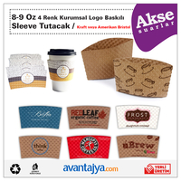 8-9 Oz Uyumlu 4 Renk Baskılı Sleeve (Bardak Tutacağı) 1000 Adet