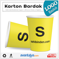 7 Oz Logo Baskılı Karton Bardak 1000 Adet