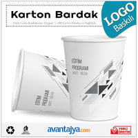 7 Oz Logo Baskılı Karton Bardak 100 Adet