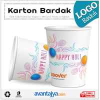 7 Oz Logo Baskılı Karton Bardak 1000 Adet