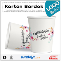7 Oz Logo Baskılı Karton Bardak 2000 Adet