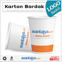 7 Oz Logo Baskılı Karton Bardak 50 Adet