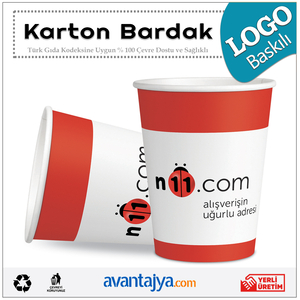 7 Oz Logo Baskılı Karton Bardak 100 Adet
