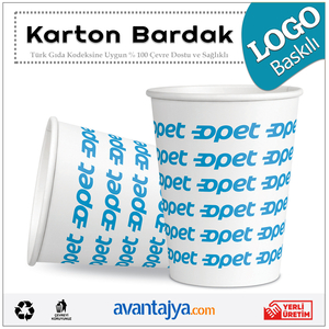7 Oz Logo Baskılı Karton Bardak 100 Adet
