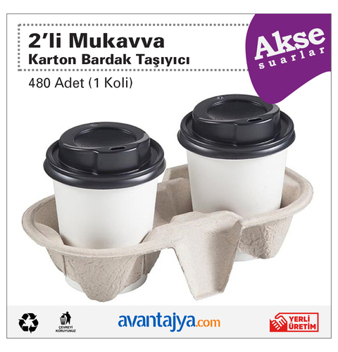 2 li Mukavva Karton Bardak Taşıyıcı 480 Adet