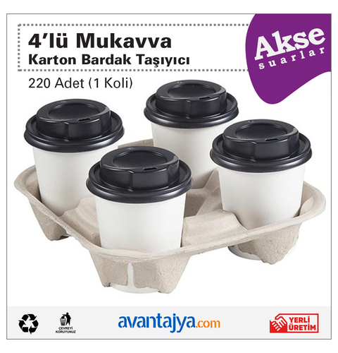 4 lü Mukavva Karton Bardak Taşıyıcı 220 Adet
