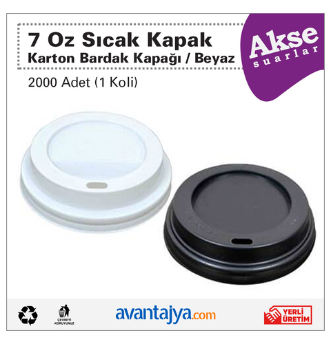 7 Oz Karton Bardak Kapağı Beyaz 2000 Adet