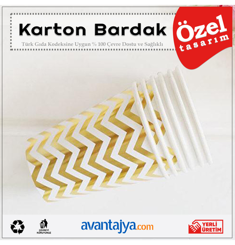 7 Oz Yaldız Desenli Karton Bardak 15000 Adet