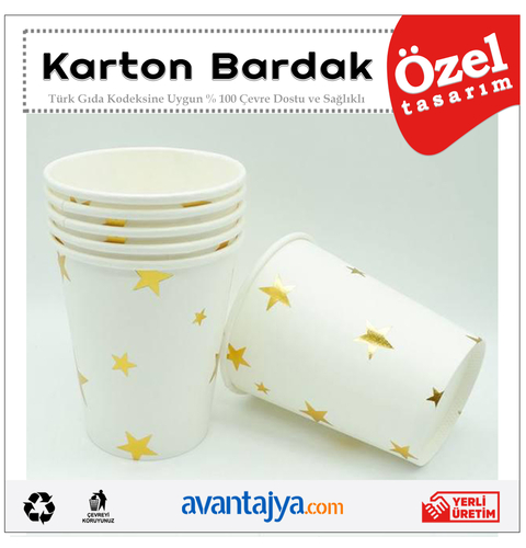 7 Oz Yaldız Desenli Karton Bardak 30000 Adet