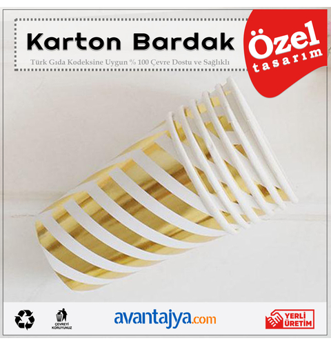 7 Oz Yaldız Desenli Karton Bardak 2000 Adet