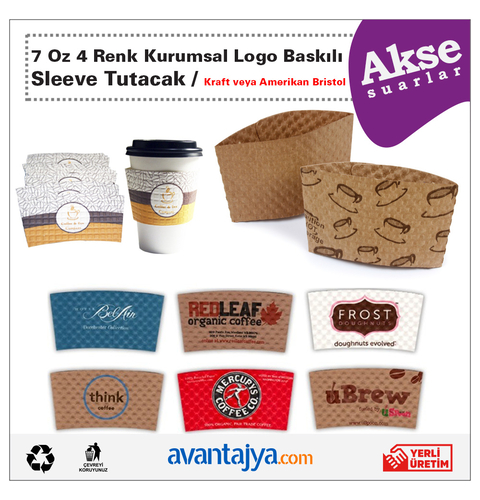 7 Oz Uyumlu 4 Renk Baskılı Sleeve (Bardak Tutacağı) 1000 Adet