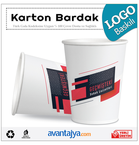 7 Oz Logo Baskılı Karton Bardak 250 Adet