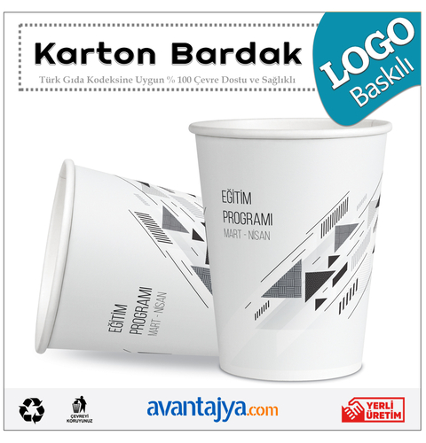 7 Oz Logo Baskılı Karton Bardak 50 Adet