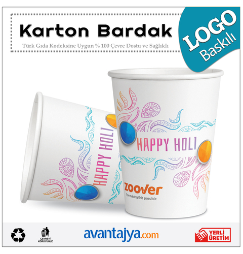 7 Oz Logo Baskılı Karton Bardak 10000 Adet