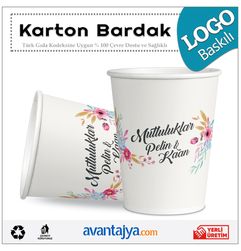 7 Oz Logo Baskılı Karton Bardak 2000 Adet
